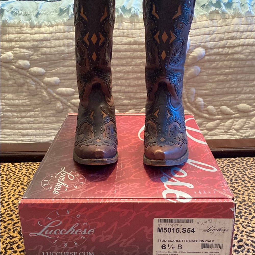 Lucchese Brown Leather Cowboy Boots